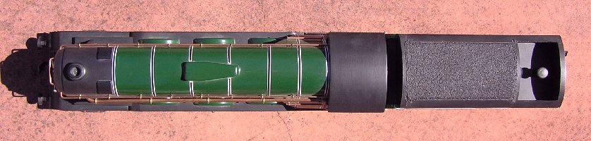 Front view of A1 Class steam engine model,