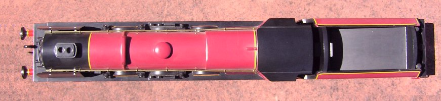 Front view of Duchess Class steam engine model,